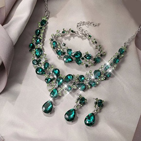 NEW Sparkling Bling Swarovski Crystal Rhinestone Wedding Necklace Set + … - Picture 14 of 16